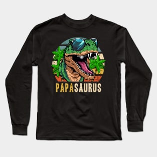 Papa Saurus Men Father's Day T-Rex Dinosaur-Themed Party Long Sleeve T-Shirt